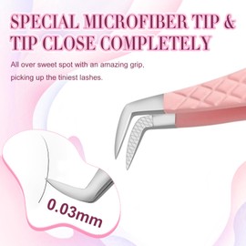 Eyelash Extensions Fiber Lash Tweezers - Fiber Tip tweezers for lash extensions, Non-Slip Grip Applicators, Stainless Steel Isolation Eyelash Supplies by EMEDA(Boot)