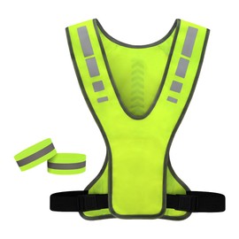 Reflective Running Vest Set – Adjustable High Visibility Vest with 2 Reflective Wrist Straps for Night Running, Cycling & Dog Walking