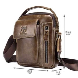 Xieben Leather Shoulder Crossbody Travel Bag for Men Women, #07brown