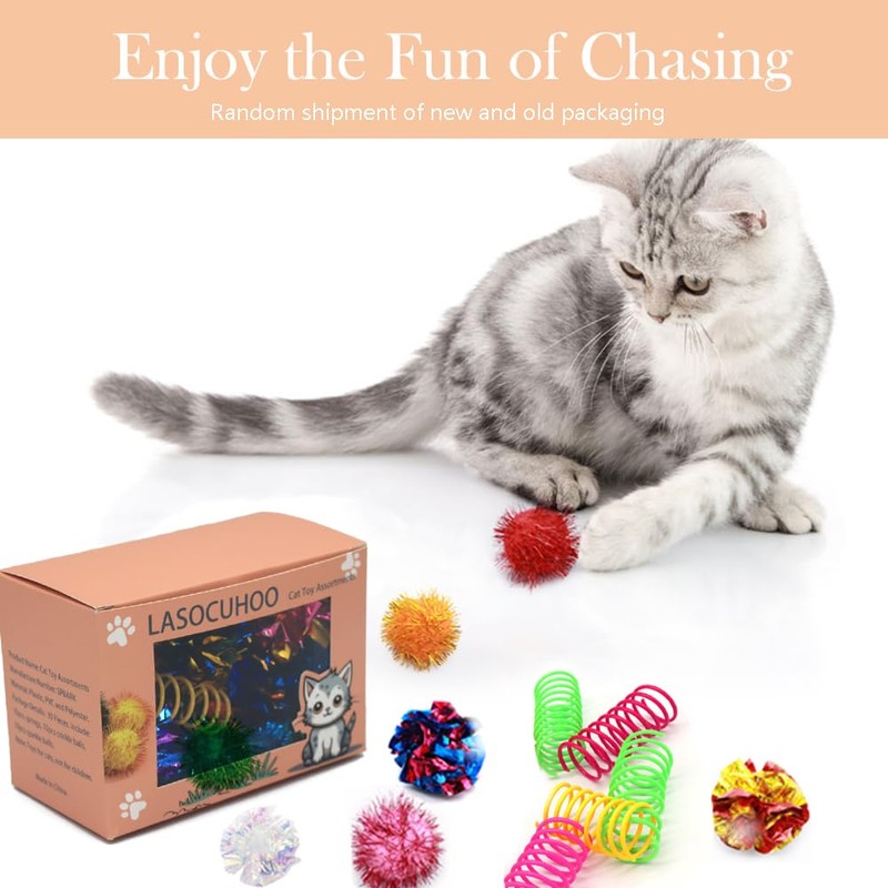 LASOCUHOO Cat Toys, 30 Packs Interactive Cat Toy Pack Including