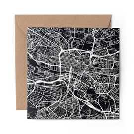 1 x Greeting Card Glasgow Scotland Urban Street Map - Blank Birthday Celebration Anniversary #13261