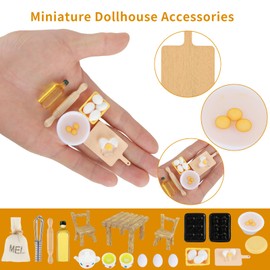Giantree Miniature Gnome Accessories, 23 Pieces 1/12 Miniature Dollhouse Kitchen Baking Set Accessories Dollhouse Furniture Mini Dollhouse Accessories Gnome Accessories Baking Miniature Table Kitchen