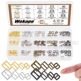 Wokape 240Pcs Mini Metal Rectangle Buckles, 3mm 4mm 5mm 6mm Tiny Slides Buckles for Crafts Doll Clothes Straps Shoes DIY Accessories (Gold/Silver/Bronze/Black)