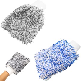 BRDTKUGV 2 Pcs Double-Sided Car Wash Mitts, Soft Quick-Dry Cleaning Gloves, Absorbent Professional Anti-Scratch Wash and Polishing Mitts, for Car, Household Cleaning, and Outdoor Vehicle Maintenance