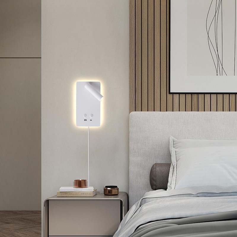 MOLUOLA LED Wall Lamp Wall Mounted Reading Lights, Adjustable Headboard