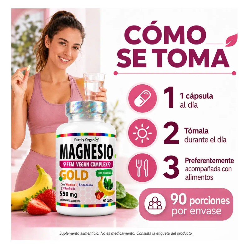 Magnesio Gold Fórmula Mujeres Cápsulas Purely Organics