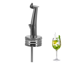 Westmark 2 Spirituosen-/Öl-Ausgießer für Flaschen mit Schraubgewinde, ø 28 mm, mit Kläppchen, mit Luftröhrchen, Metall/rostfreier Edelstahl, Inox Gastro, Silber, 45202280