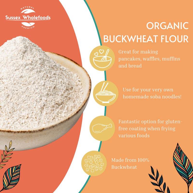 Sussex Wholefoods Organic Buckwheat Flour, Gluten-Free 500g