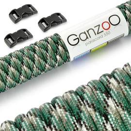 Ganzoo Paracord 550 Rope + 3 x Click Fastener for Bracelet, Lead, Collar, Starter Set