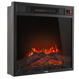 RecPro RV 18" Recessed Electric Fireplace | Glass with Log View | 110-120 Volt | Power On/Off Switch | No Remote Included | for Camper, Trailer, Home & More