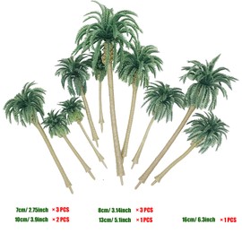 Cayway 34 PCS Model Trees Coconut Palm Model Trees, 1.7~6.7 Inch Mixed Model Trees for Model Train Railway Architecture Diorama DIY Scenery Landscape