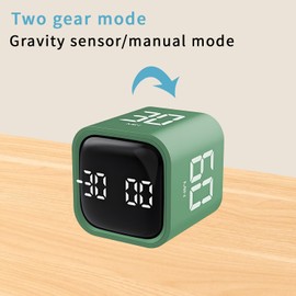 QUMOX Timer Cubo 5 10 30 60 Minuti, Timer Digitale Ricaricabile con Sensore di Gravità, Modalità Manuale, Vibrazione e 2 Livelli di Volume, Timer Portatile per Studio, Lavoro, Cucina (Verde)