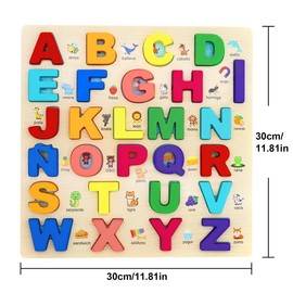 Mayaphilos Wooden Alphabet Puzzle, Spanish Alphabet Puzzle, Preschool Learning Activity, Educational Puzzle for Kids, Gift for Girls & Boys