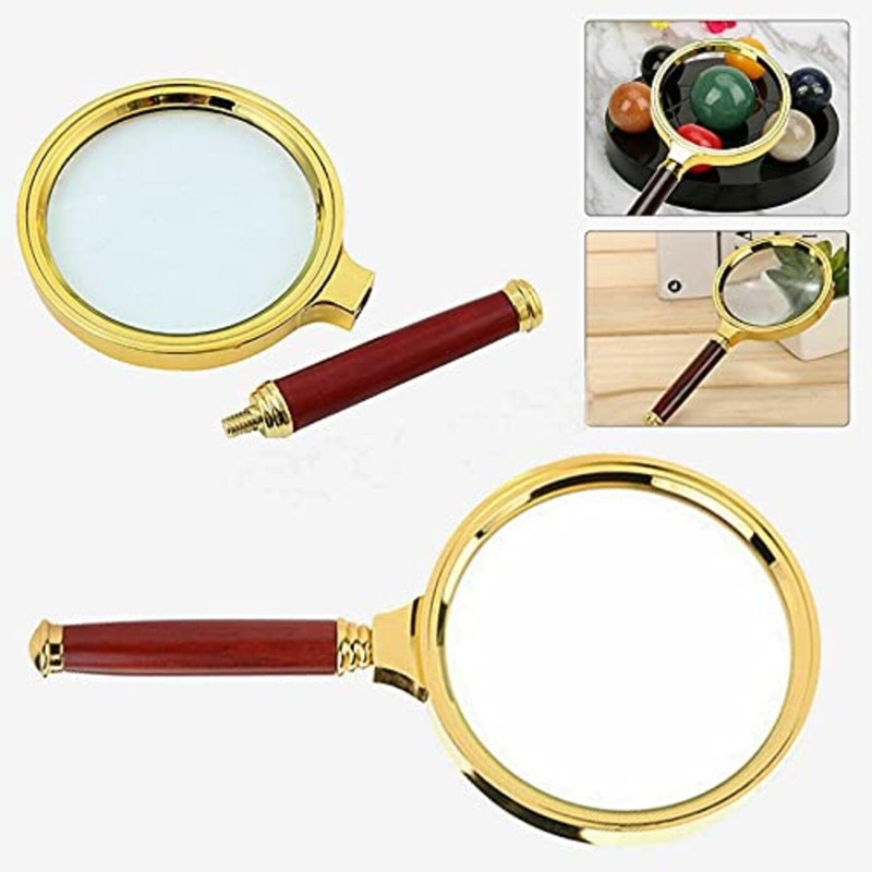 60mm Handheld Magnifier, Wooden Handle 15x Magnifying Glass for Home