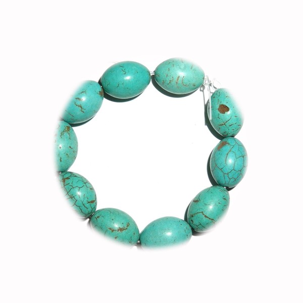 The New Blue-Green Turquoise 20Mm Oval Barrel Magnesite Gemstone Beads