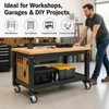 Set of 4 Retractable Workbench Casters – 2.5" 360° Swivel