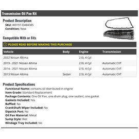 Marketplace Auto Parts Transmission Oil Pan Kit - Compatible with 2013-2022 Nissan Altima Sedan (CVT Automatic)