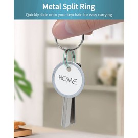 Uniclife Pack of 50 Metal Plastic Key Rim Key Tags 2.5 cm White Paper Labels Writeable Round Plastic Key Rings with Split Rings Lightweight Item Identifiers