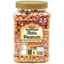 Rani Peanuts, Raw Whole With Skin (uncooked, unsalted) 40oz (2.5lbs) 1.14kg Bulk PET Jar ~ All Natural | Vegan | Gluten Friendly | Fresh Product of USA ~ Spanish Grade Groundnut/Red-skin