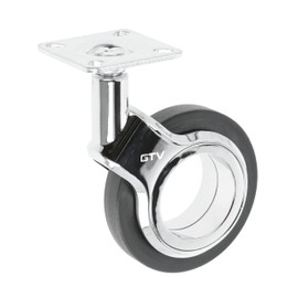 GTV - Gira Furniture Castors | Castors for Furniture | Without Brake | Diameter 75 mm | Made of Plastic and Steel | Black + Chrome