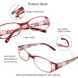 VisionGlobal 3 Pair Reading Glasses Foldable Readers with Blue Light Blocking lens Compact Folding Glasses for Women Reading Case Included (Red, 3.00 Magnification)