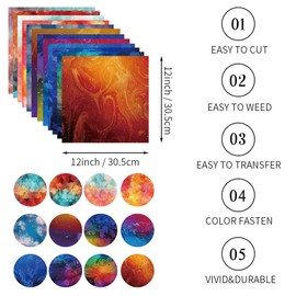 WOWOCUT Infusible Transfer Ink Sheets, Watercolor Heat Transfer Paper, 16 Packs 12x12 Inch, Sublimation Sheet for Cricut Machine, DIY T-Shirt for Girls Mugs, Canvas Carry Bag