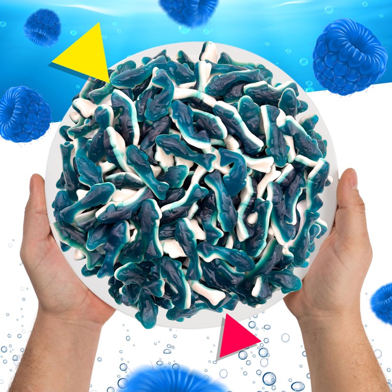 Blue Sharks Gummy Candy | 1 Pound Bag | Blue
