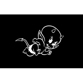 Unbranded Hot Stuff Little Devil WHITE vinyl decal for car windows weatherproof 3.5 x 5.4"