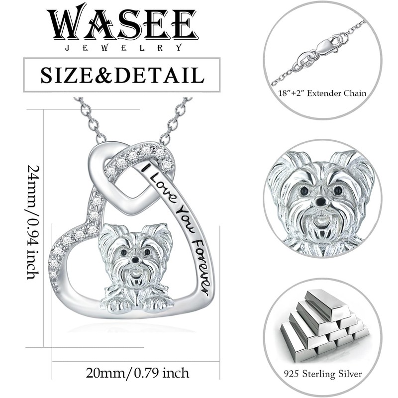 Yorkie Necklace 925 Sterling Silver Yorkie Pendant Dog Necklace Jewelry