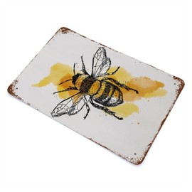 Anique Tin Sign BEE Metal Tin Sign Retro Nostalgic Tin Sign Fun Decorative Sign for Home Kitchen Bar Room Garage Decor Insect Honey Bumblebee Gift for Her Gift for Mum 8x5.5 Inch