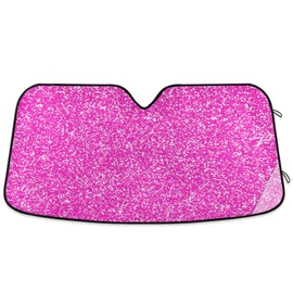 Car Windshield Sun Shade Magenta Hot Pink Fuchsia Glitter Sparkle Car Sun Visor for UV Rays and Sun Heat Protection Bling Blocks Heat and Sun Foldable Sun Shield 55x27 Inch