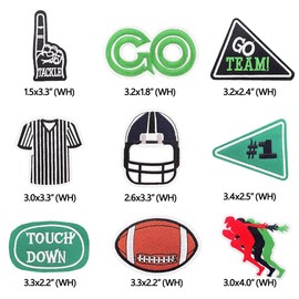 9 Pcs Rugby Emblem Iron On Sew On Patches Embroidered Football Fan Appliques for Jackets Jeans Backpacks, Vintage Sports Badge Decorations
