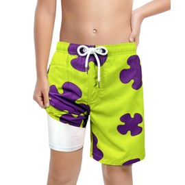 LUCOWEE Boys Swim Trunks Boxer Brief Lined Anti Chafe Swimming Shorts Bathing Lakewear Sandless Stretchy Adjustable Drawstring Quick Dry UPF 50+ Cosplay Shorts Size 14 16