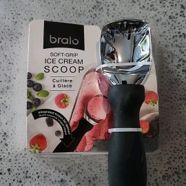 BRALO SOFT GRIP  SOLID  STAINLESS STEEL ICE CREAM SCOOPER 7.5"- BRAND NEW & RARE