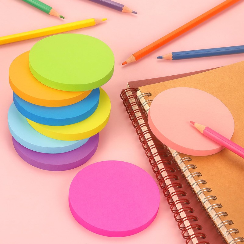 Round Sticky Notes 8 Color Bright Colorful Sticky Pad 75