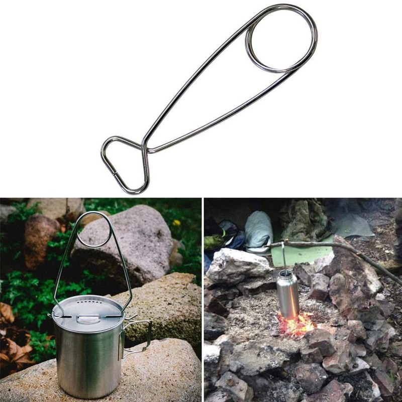 Portable Stainless Steel Kettle with Hook Outdoor Survival Camping Hiking