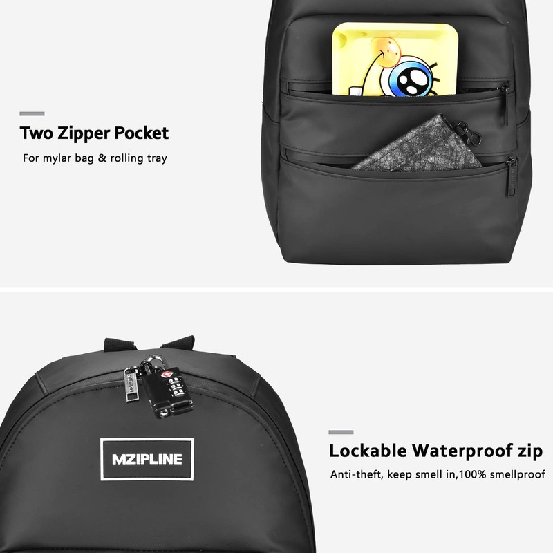 MZIPLINE Backpack Bag With TSA Lock & Key-Smell Proof-Water Resistant