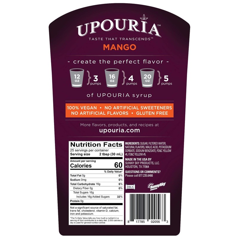 Upouria Coffee & Tea Syrup Variety Pack, Raspberry, Mango, and