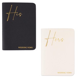 Jasenna 2 Pcs Wedding Vow Books His and Hers,Wedding Vows Journal Wedding Day Officiant Book 5.9 x 3.9 Inch,Wedding Gifts 12 Pages/Pcs(2-Black White)