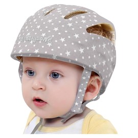 Huifen Adjustable Baby Head Protector, Baby Helmets for Crawling Walking Lightweight Safety Infant Helmet Jumping Running Breathable Hat Infant Essentials Toddler Helmets 6-24 Months (Star Gray)