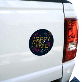 Graphics and More Happy New Year Automotive Car Refrigerator Locker Vinyl Circle Magnet