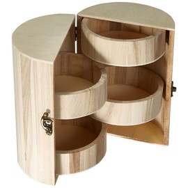 RAYHER HOBBY Round Jewellery Box Made of Natural Wood, Wooden Organiser Storage Box, Height 21cm, Diameter 15cm, 62407000