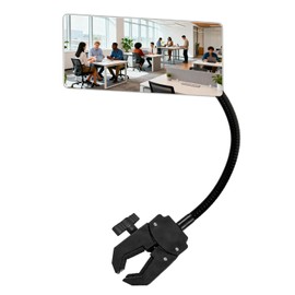 Ludapp Clip-On Security Mirror, 360° Adjustable Convex Desk Rear View Mirror for Office Cubicles, Computer Monitor & Partition, Personal Safety Blind Spot for Workplace, Warehouse and Reception Desk