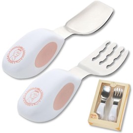 Baby Spoon, Fork, Recommended by Montessori Nursery Teachers, 1 Year Old, Baby Cutlery Set, Baby Tableware, Popular, Baby Shower, 12 Months and Up (Shell Pink)