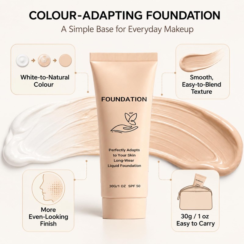Color Changing Foundation, Temperature Adjusting Face Makeup with SPF 50