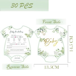 30 PCS Baby Prediction Cards Baby Shower Game with Advice for New Parents Gender Reveal Cards with Leaf Design Neutral Baby Shower Decorations and Fun Baby Shower Games for Party Celebrations