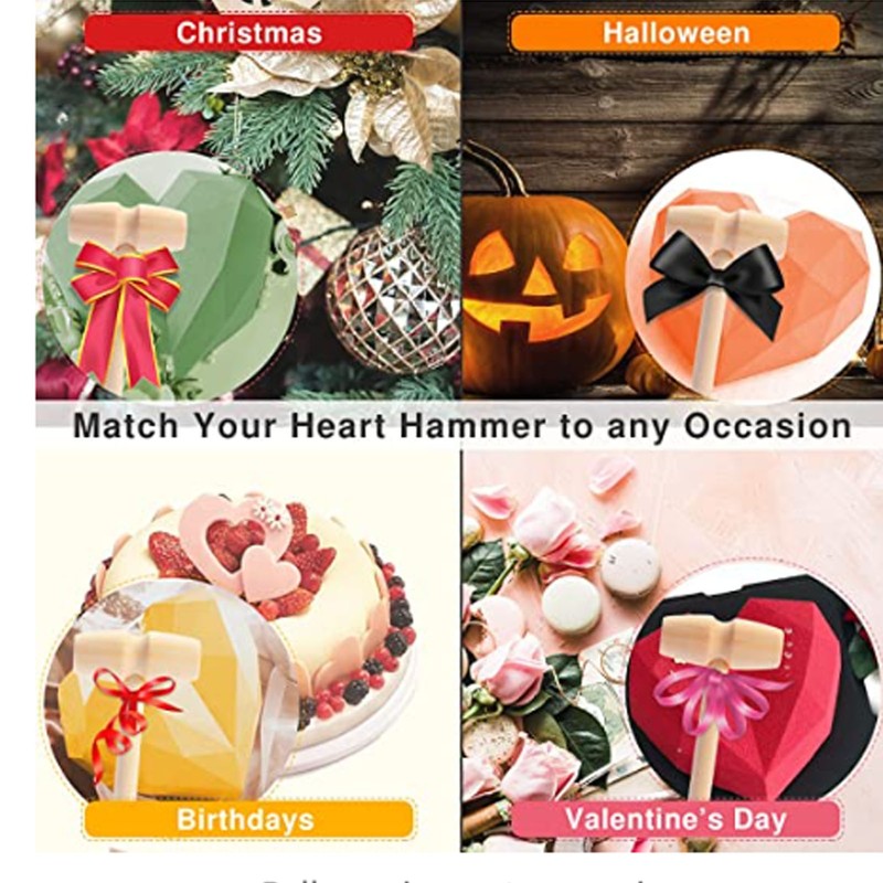 100pcs Mini Wooden Hammers for Chocolate Portable Breakable Heart Hammer