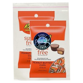 Zero Sugar 2 Pack Peanut Butter Cup Miniatures, 3-Ounce Bag, 6-Ounce Total, Gift Pack, Comes with a Delightful Bundle Sticker!