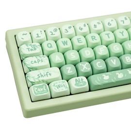 COOMICKEY PBT Keycaps 133 Keys Cute Matcha Green Keycaps Dye Sublimation MOA Profile Custom Keycaps Set for Cherry Gateron MX Swithes Mechanical Keyboards（Spring Theme）