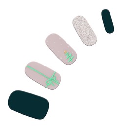 Dashing Diva Gloss Nail Strips - Tree Skirt | UV Free, Chip Resistant, Long Lasting Gel Nail Stickers | Contains 32 Nail Wraps, 1 Prep Pad, 1 Nail File